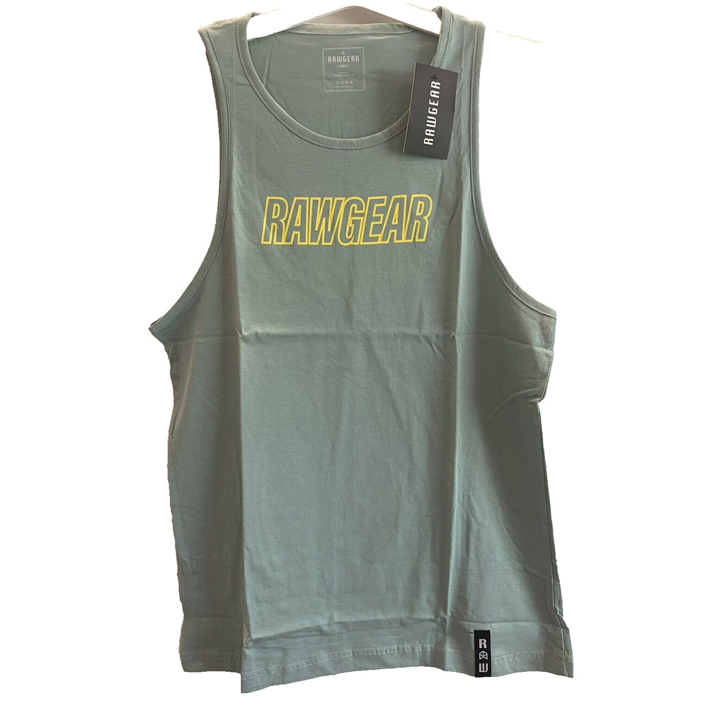 Raw Gear Men's Large Logo Tank Top Mint Green ~ RG309 By Bradley Martyn ✨NEW✨